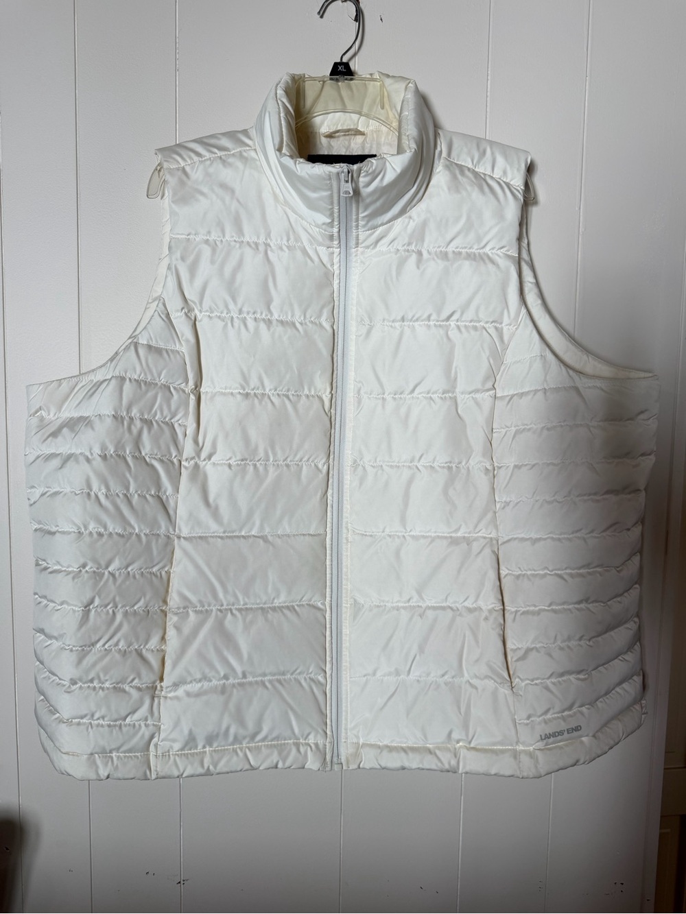 Lands' End Cream Quilted Lightweight Puffer Vest